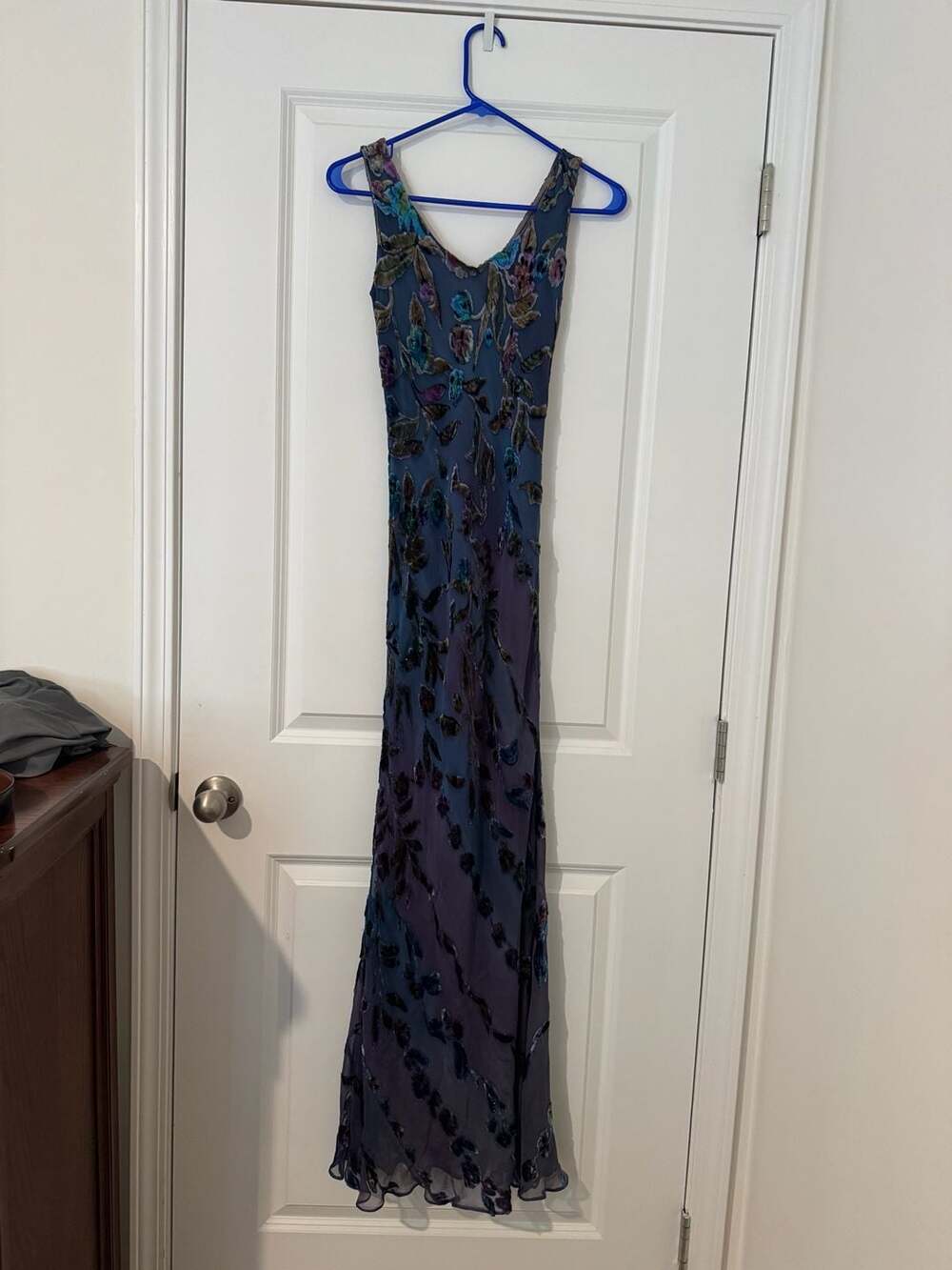 Zonda Nellis Silk Burnout Floral Long Slip Dress Size S
